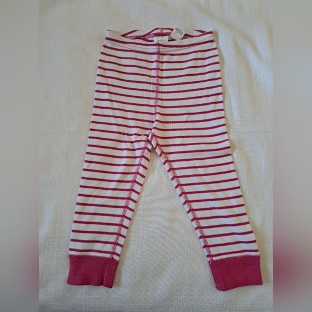 Hanna Andersson girls size 90 or 3T white and pink striped leggings, VGUC